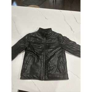 David Bitton Buffalo Black Faux Leather Jacket Coat Size Boys 6